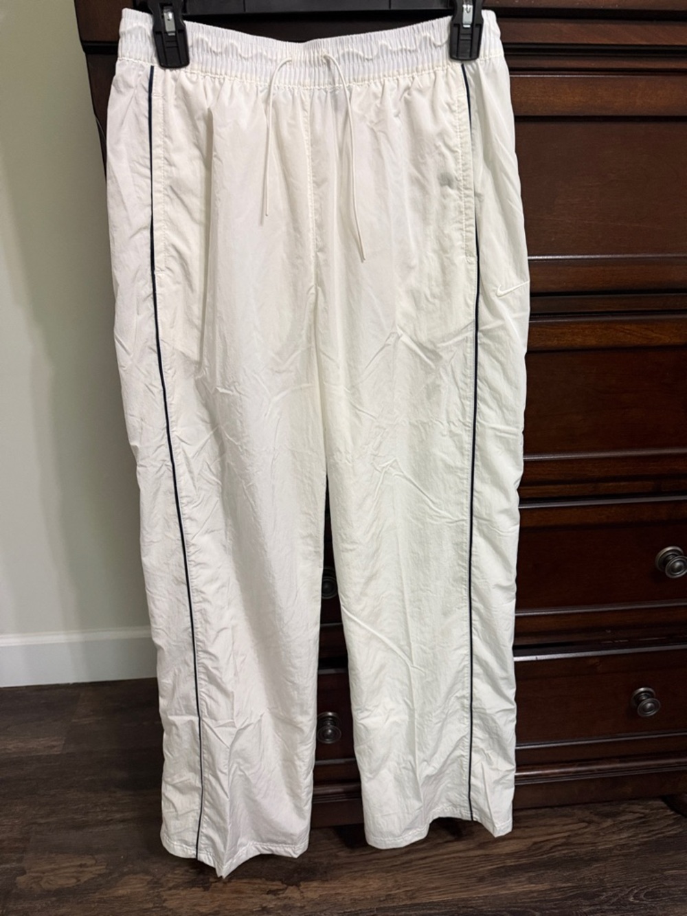 Nike white White Track Pants with Black Piping NWT